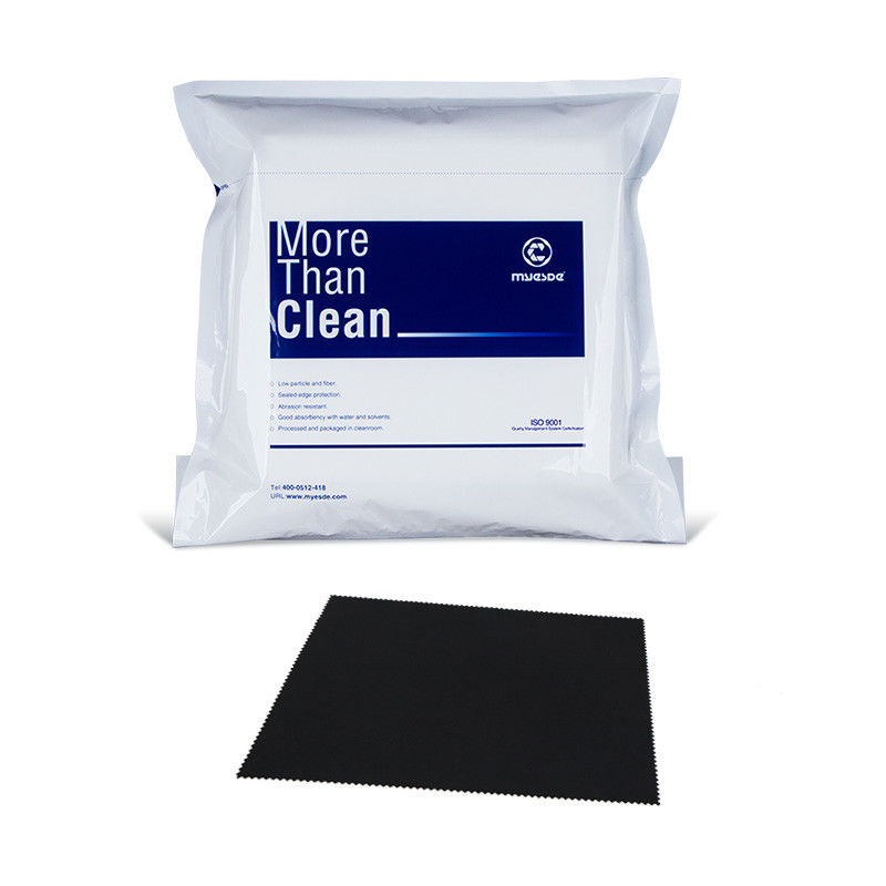 Black Polyester Knit Cleanroom Inspection Wipe With Laser Sealed Edges 9" X 9"