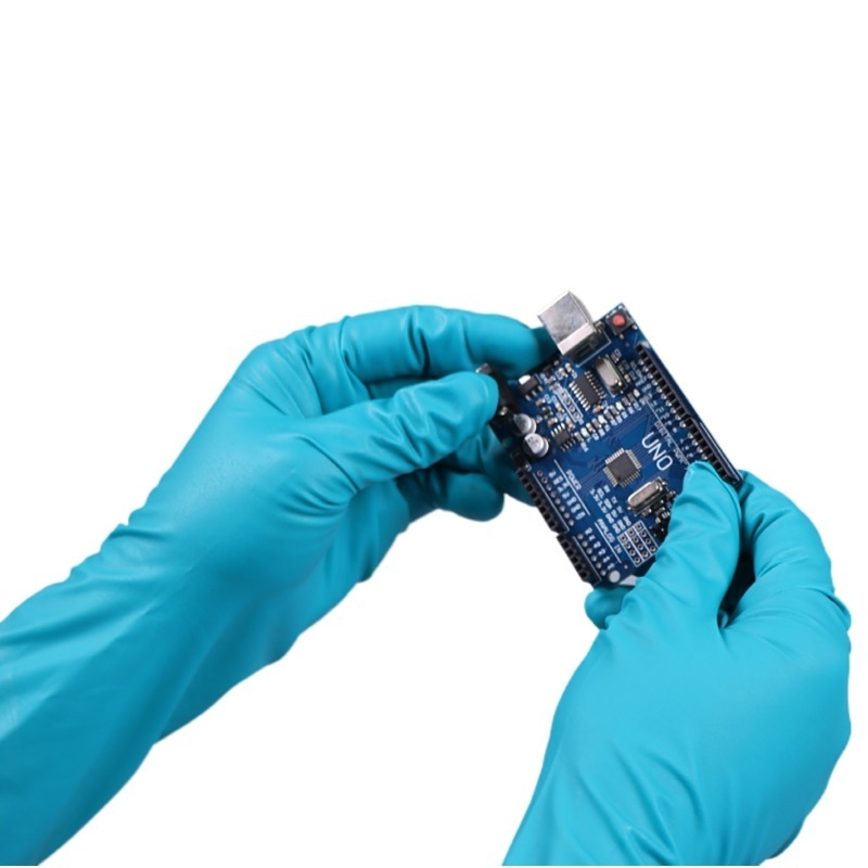 12-Inch Green Nitrile Gloves, 4 Mil – Powder-Free, Latex-Free, Ideal for Electronics Assembly